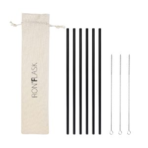 Replacement Straw Bundle - 6 Plastic Straws and 3 Cleaning Brushes